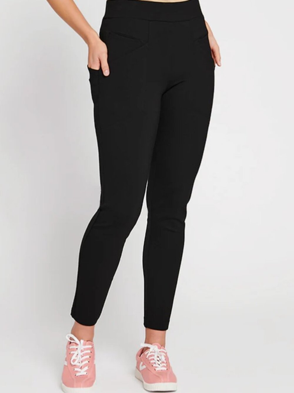 Betabrand Black Zipperless Journey Skinny Dress Pant Yoga Pants Medium Petite